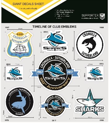 Cronulla Sharks Giant Decals Sheet