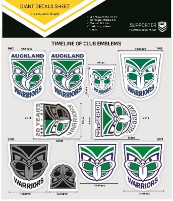 NZ Warriors Giant Decals Sheet
