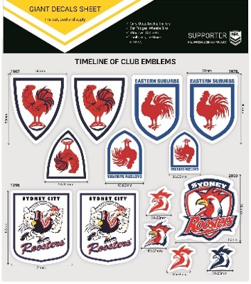 Sydney Roosters Giant Decals Sheet