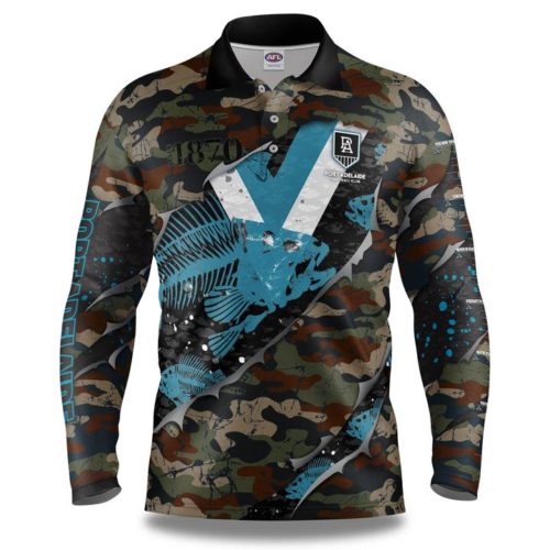 Port Adelaide Power Mens Fishing Shirt - Skeletor