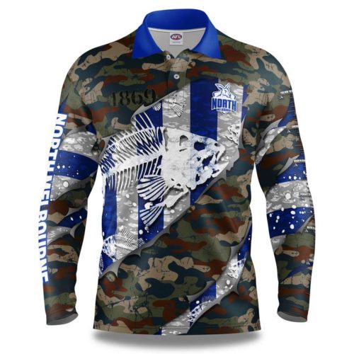 North Melbourne Kangaroos Kids Fishing Shirt - Skeletor
