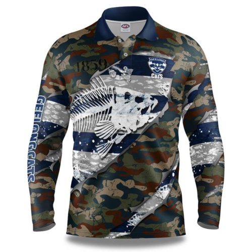 Geelong Cats Mens Fishing Shirt - Skeletor