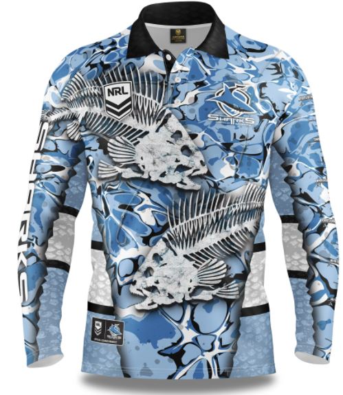 Cronulla Sharks Mens Fishing Shirt - Skeletor