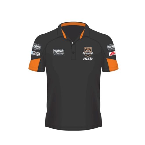 West Tigers Kids Media Polo - Blk/Org/Wh