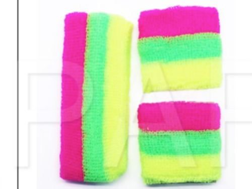 Headband & Wristband Set - Fluro Stripe