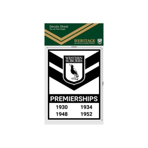 Western Suburbs Magpies Premiership Years Decal