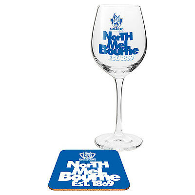 North Melbourne Kangaroos Wine Glass & Coaster Gift Pack