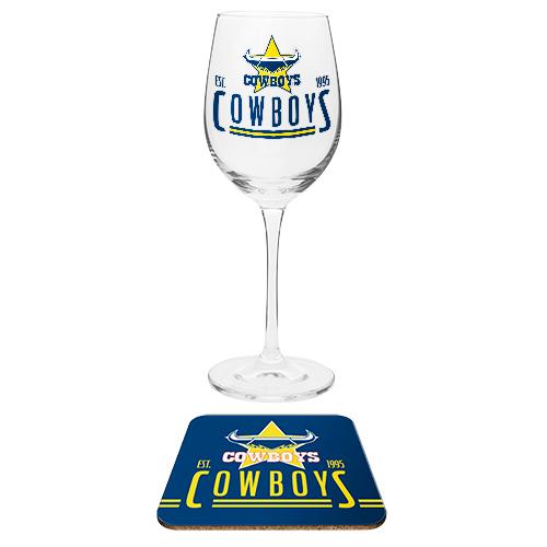 North Queensland Cowboys Wine Glass & Coaster Gift Pack