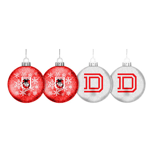 St George Dragons Glitter Christmas Baubles Set of 4