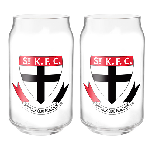 St Kilda Saints Can Shaped Glass Set of 2