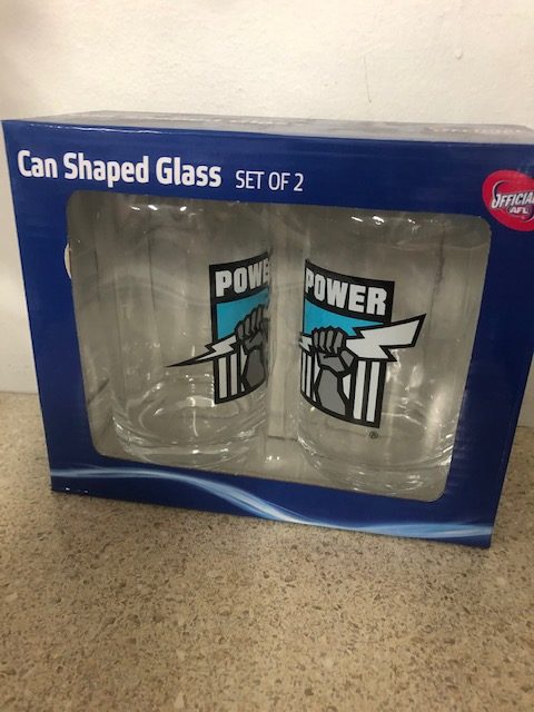 Port Adelaide Power Can Shaped Glass Set of 2