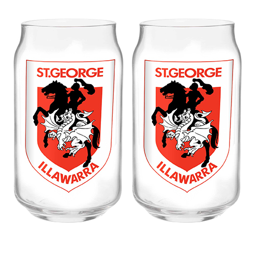 St George Dragons Can Shaped Glass Set of 2