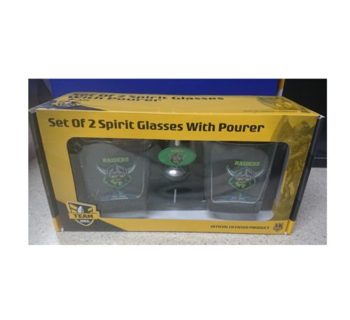 Canberra Raiders Spirit Glass Set of 2 with Pourer