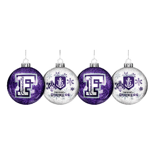 Fremantle Dockers Glitter Christmas Baubles Set of 4