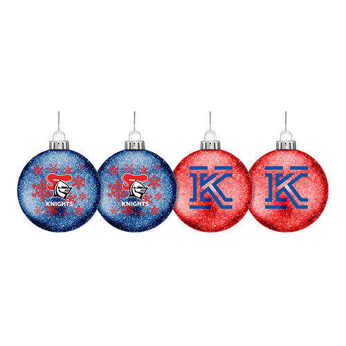 Newcastle Knights Glitter Christmas Baubles Set of 4