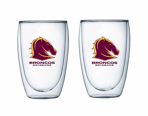 Brisbane Broncos Double Wall Glass Set of 2