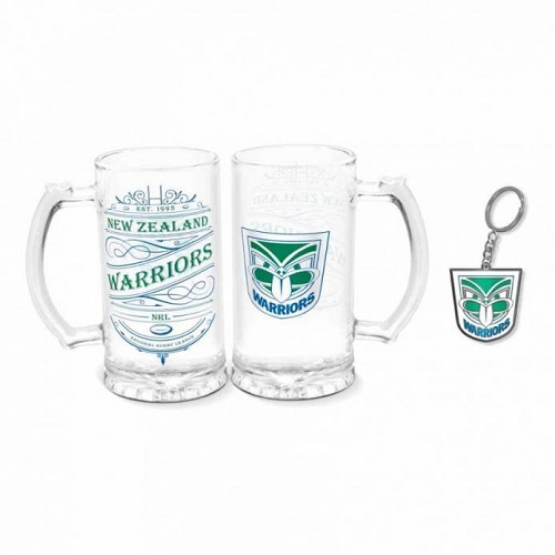 NZ Warriors Stein & Keyring Pack - Heritage