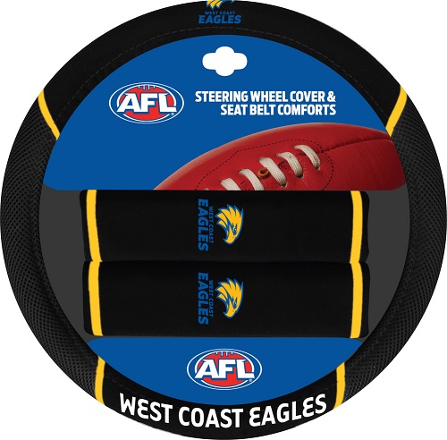 West Coast Eagles Car Steering Wheel Set