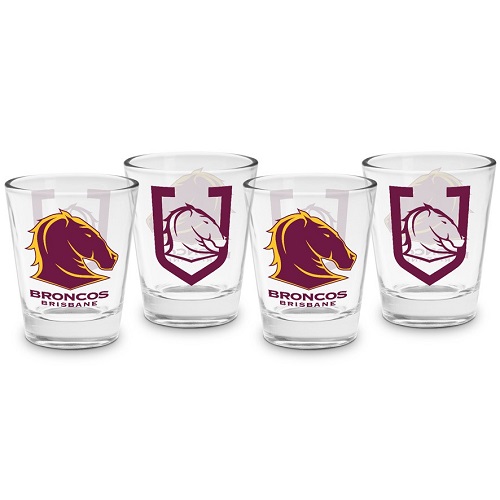 Brisbane Broncos Shot Glasses Set of 4