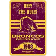 Brisbane Broncos Retro Metal Sign