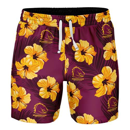 Brisbane Broncos Mens Volley Swim Short - Aloha