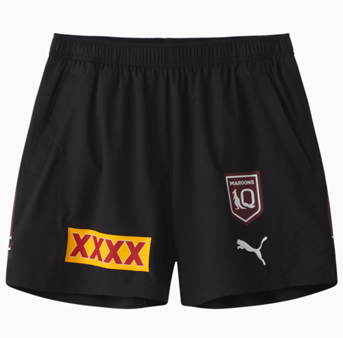 QLD Maroons 2024 Kids Training Shorts - Black