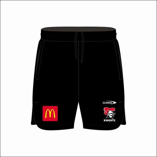 Newcastle Knights 2025 Mens Performance Gym Shorts - Black